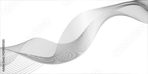 ultra modern digital technology concept grey smooth element swoosh speed wave lines, Wave Line Background with Flowing Curves and Dynamic Mesh Pattern and modern curved abstract geometric lines.