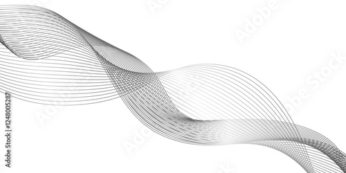 ultra modern digital technology concept grey smooth element swoosh speed wave lines, Wave Line Background with Flowing Curves and Dynamic Mesh Pattern and modern curved abstract geometric lines.