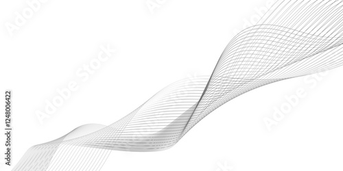 ultra modern digital technology concept grey smooth element swoosh speed wave lines, Wave Line Background with Flowing Curves and Dynamic Mesh Pattern and modern curved abstract geometric lines.