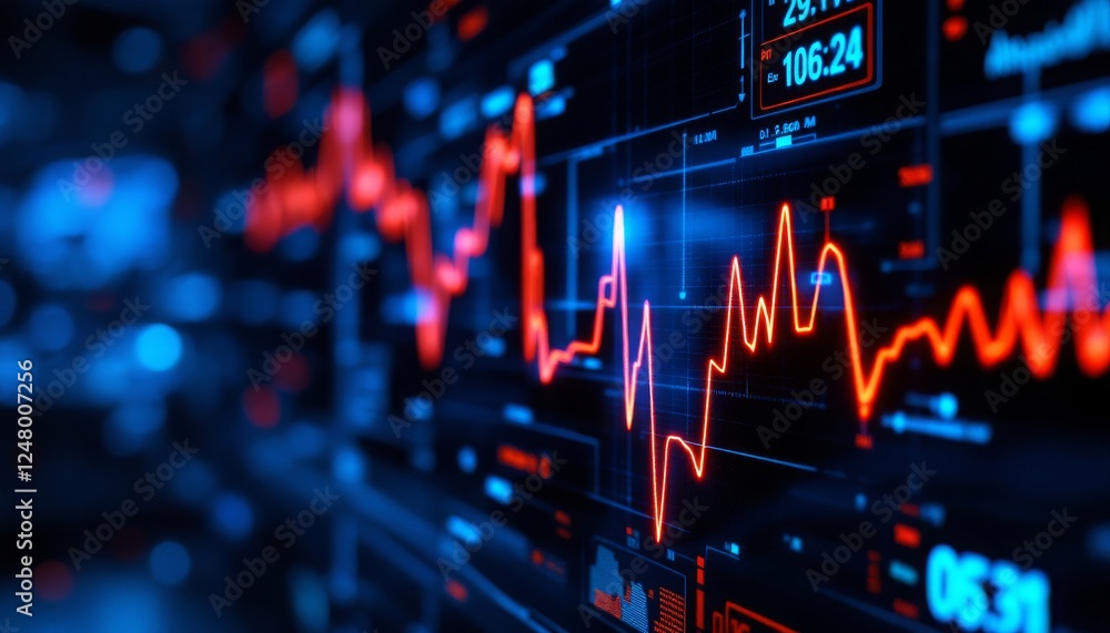 Dynamic Stock Market Data Visualization Red Line Graph Dynamic Stock Market Data Visualization Red Line Graph