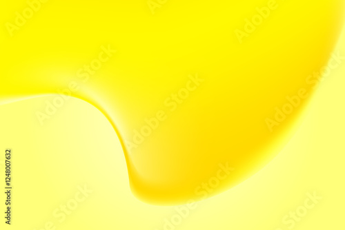 Abstract liquid lemon yellow melting texture, golden holographic liquid oil or serum sticky texture background with copy space. Fluid organic shape, smooth fluid gel, collagen