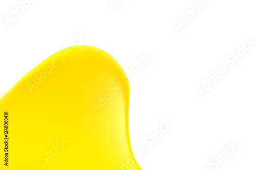 Abstract liquid yellow melting texture isolated, transparent background, golden holographic liquid oil or serum sticky background with copy space. Fluid organic shape, smooth fluid gel, collagen