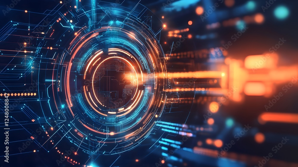 Abstract Digital Technology Network Glowing Circular Interface Abstract Digital Technology Network Glowing Circular Interface