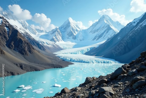Melting glaciers in the Himalayas, with snow-capped peaks fading away, icecap, globalwarming, natureloss