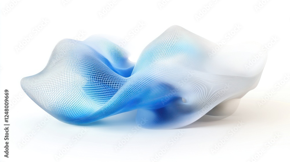 Abstract blue and white wave form, 3D rendering on white background. Abstract blue and white wave form, 3D rendering on white background.