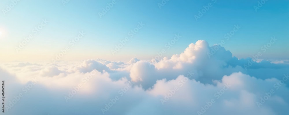 Gentle morning mist and cloud formations on a clear blue sky, sky, mist Gentle morning mist and cloud formations on a clear blue sky, sky, mist