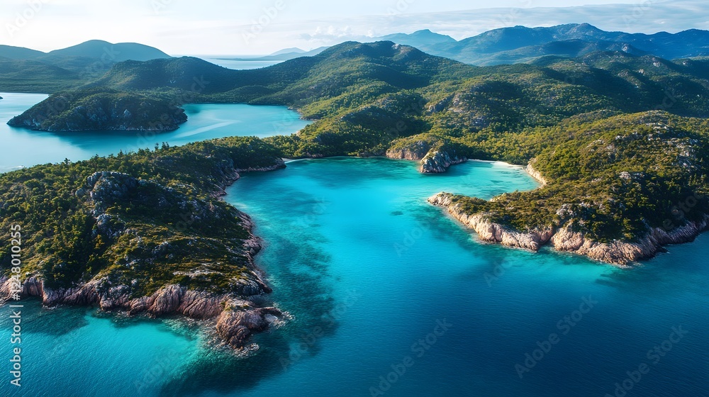 Aerial view of tropical islands, lush greenery with turquoise waters, serene landscape ideal for travel inspiration and relaxation. Aerial view of tropical islands, lush greenery with turquoise waters, serene landscape ideal for travel inspiration and relaxation.