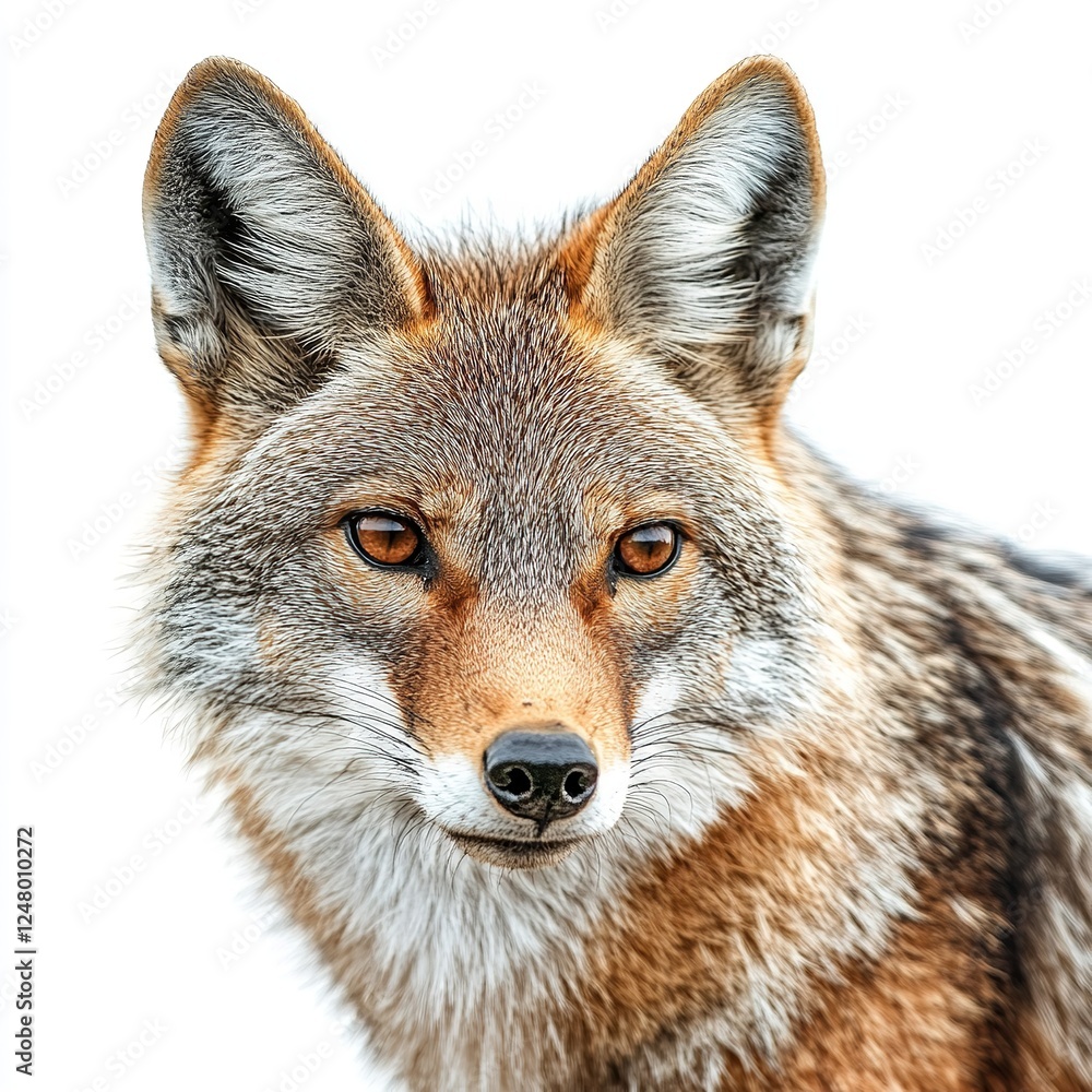 Fototapeta premium Close Up Portrait of Coyote with White Background