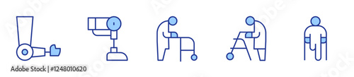 Disability Icon vector illustration. Line Duotone style. Editable stroke. prothesis, disabled person, walker, handicapped, bionic leg