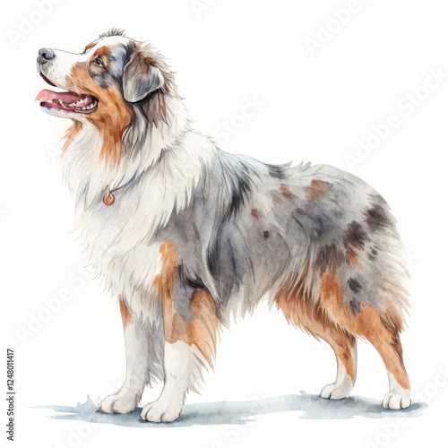 Watercolor Australian Sheph...