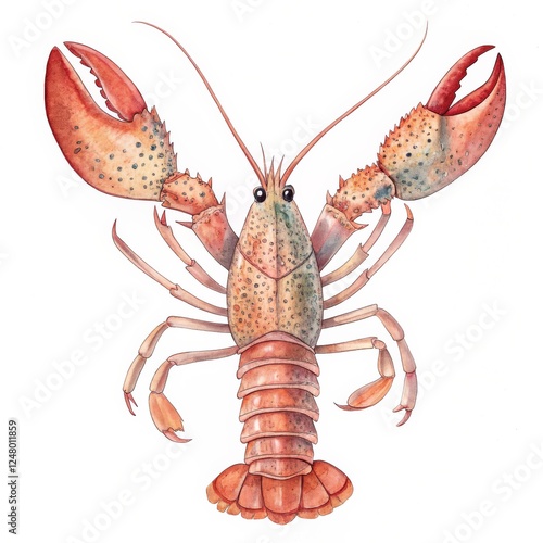 Watercolor Lobster Illustra...