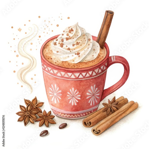 Watercolor Mug of Spiced Ho...