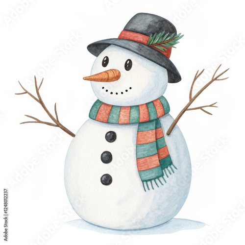 Watercolor Snowman Illustra...
