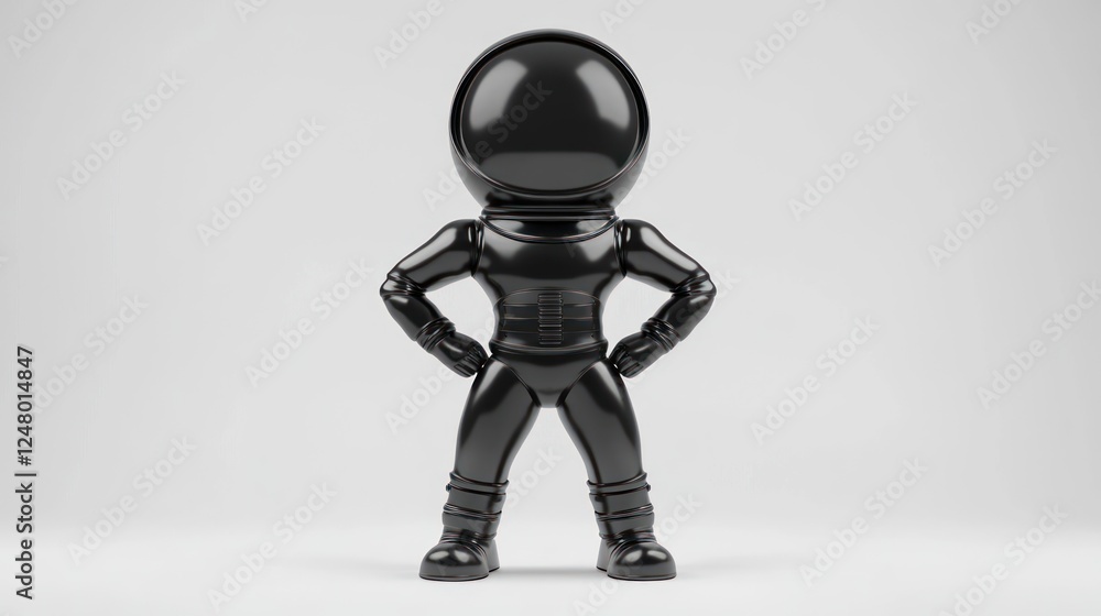 Black cartoon astronaut in a confident pose, isolated on white background. Black cartoon astronaut in a confident pose, isolated on white background.