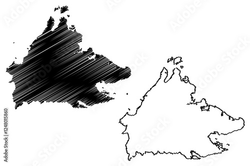 Sabah (States and federal territories of Malaysia, Federation of Malaysia) map vector illustration, scribble sketch Sabah map