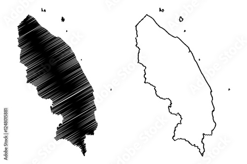 Terengganu (States and federal territories of Malaysia, Federation of Malaysia) map vector illustration, scribble sketch Terengganu Darul Iman (Trengganu or Tringganu) map