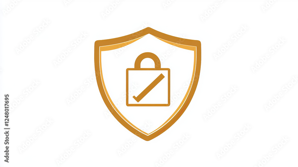 3d render shield with padlock and tick sign. Concept of privacy, good password, secure data protection, computer or phone access security, verification system Illustration in cartoon. 3D Illustration