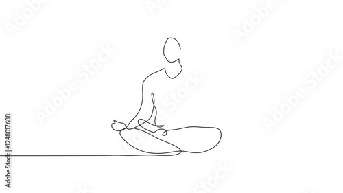 Wallpaper Mural Continuous one line drawing animation of man doing lotus yoga pose. Man sitting cross legged meditating. Animation video Torontodigital.ca