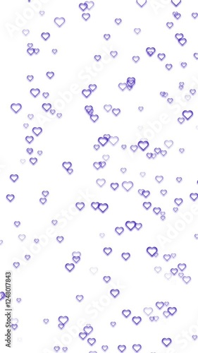 Changing colors colorful loop hearts flying up on white vertical background. Concept Valentine's Day animation.