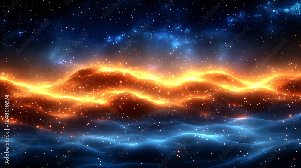 Fototapeta premium Fiery Celestial Nebula Cosmic Energy Abstract Background
