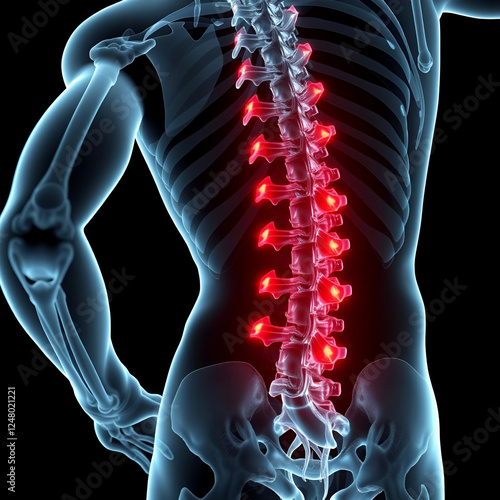 lumbar spondylosis or degenerative change of spine with scaning animation footage photo