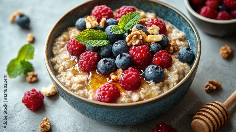 Healthy Oatmeal Breakfast with Berries and Nuts Healthy Oatmeal Breakfast with Berries and Nuts