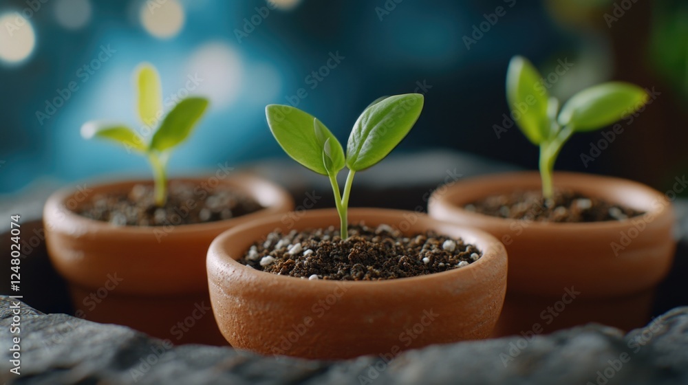 A collection of small plant pots sitting on a table, ideal for use in home decor or commercial settings A collection of small plant pots sitting on a table, ideal for use in home decor or commercial settings