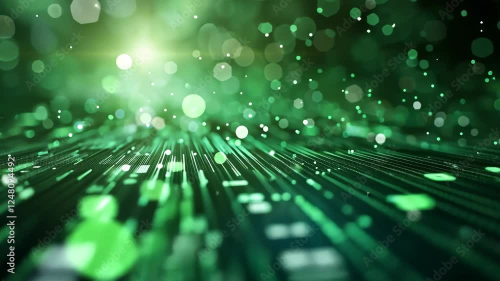 Abstract Green Light Particles with Depth and Motion Effect Abstract Green Light Particles with Depth and Motion Effect