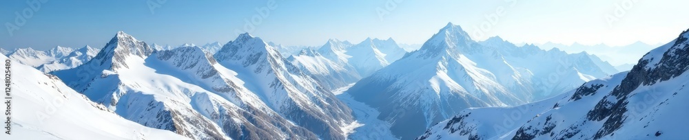 Fototapeta premium Deep snow-covered mountain peaks in Austrian Alps, snowy peaks, mountain wilderness