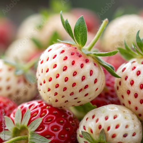 Close-up of White Pineberry...