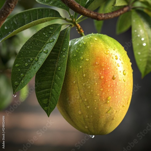 Dew-Kissed Mango Close-up C...