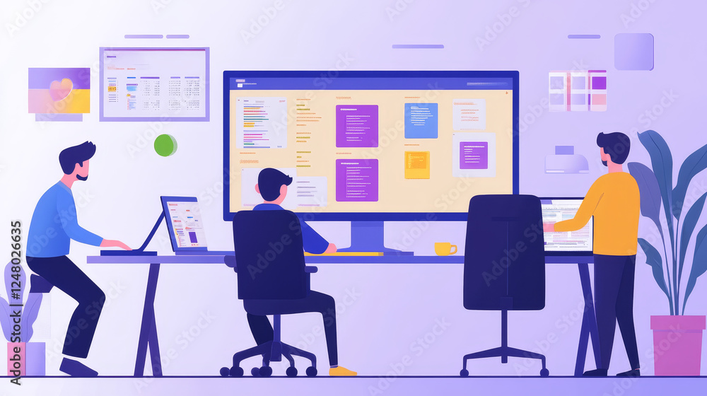 Deadline and time management business concept vector. Company worker attaches to do task card to board, effective planning Deadline and time management business concept vector. Company worker attaches to do task card to board, effective planning