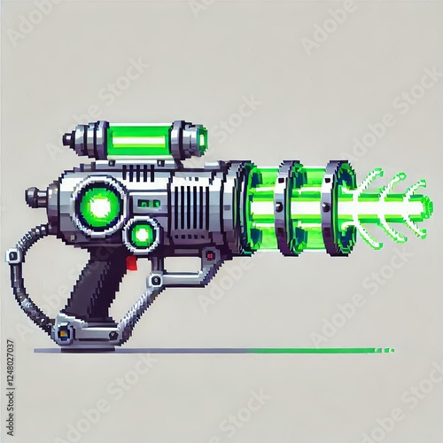 Obraz na płótnie Pixel Art Green Laser Gun
