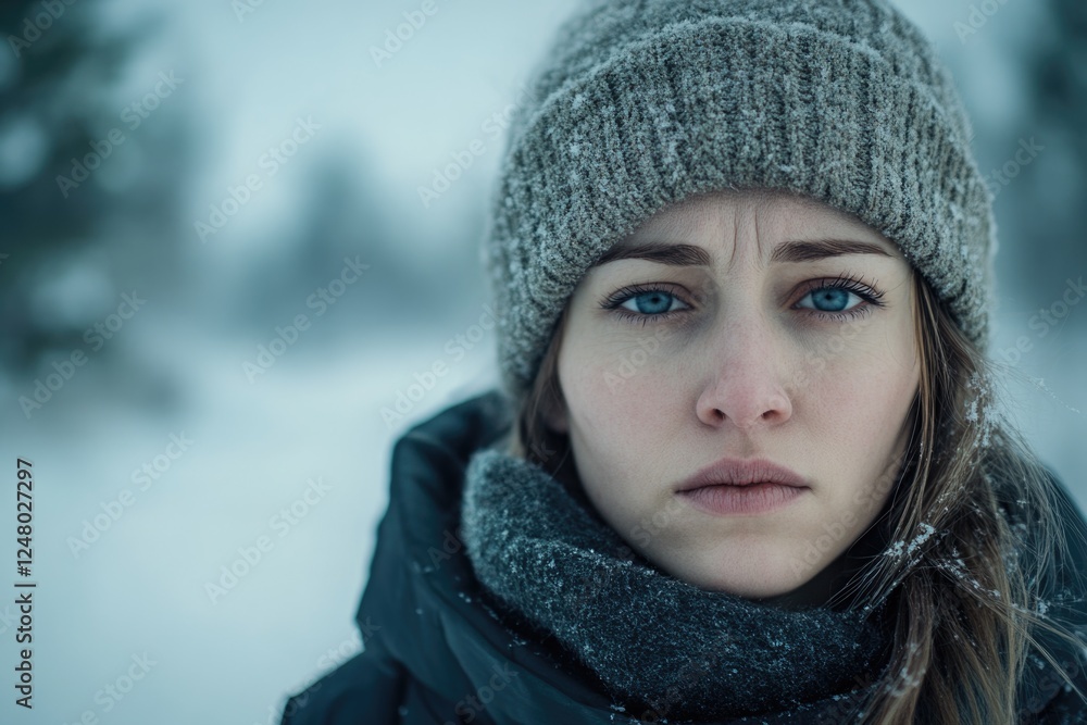 A person bundled up against the cold, enjoying the winter scenery A person bundled up against the cold, enjoying the winter scenery