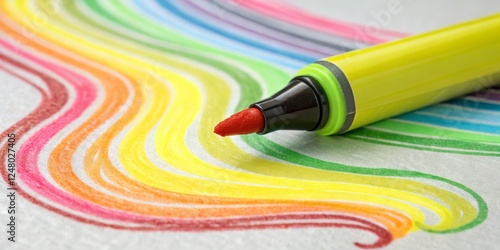 Rainbow Marker Waves Close-...