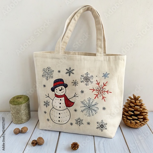 Snowman and Snowflake Tote ...