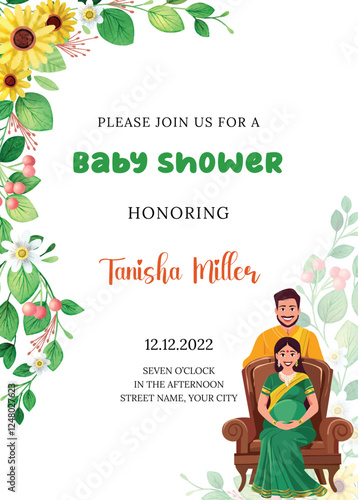 indian style tradtional style baby shower invitation template