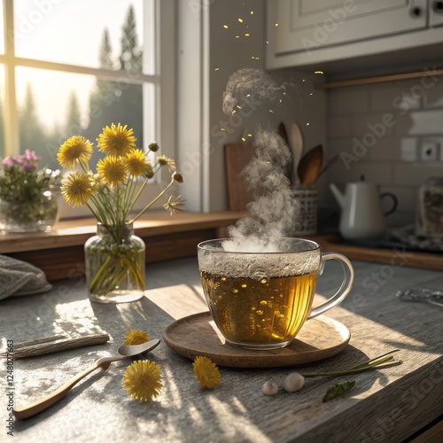 Steaming Herbal Tea with Da...