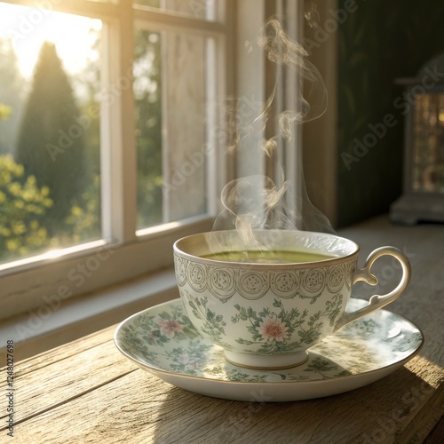 Steaming Teacup by Window F...