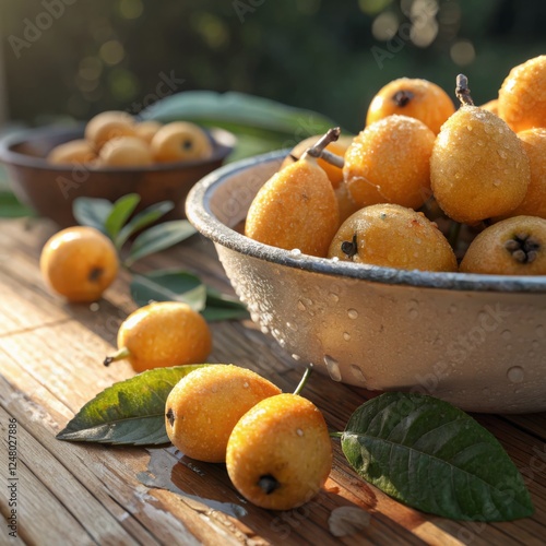 Sunlit Loquats in Bowl Clos...