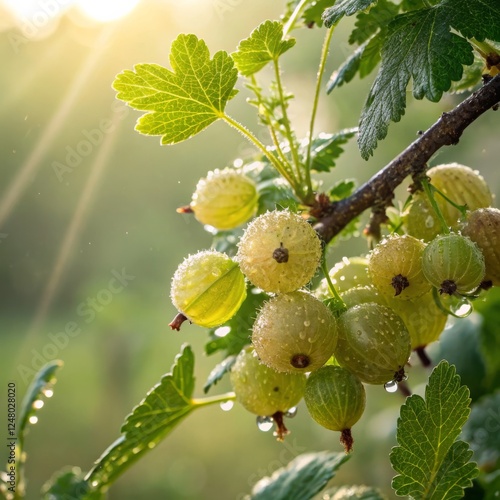 Sunlit Dew-Kissed Gooseberr...