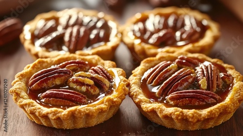 Wallpaper Mural A close-up view of three small pies on a table, perfect for food photography or social media posts Torontodigital.ca