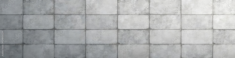 Naklejka premium Smooth, grey, plastered city wall tile Geometric pattern , background, building, repeatable
