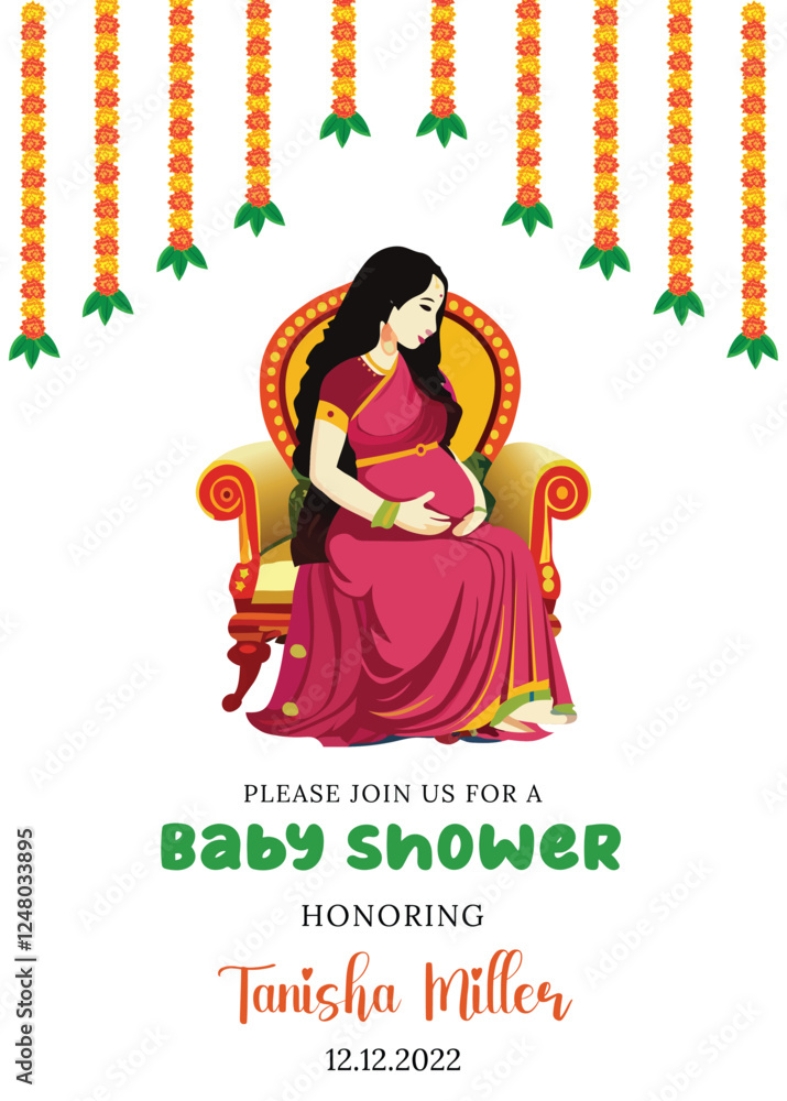 Obraz premium baby shower indian style trational design template