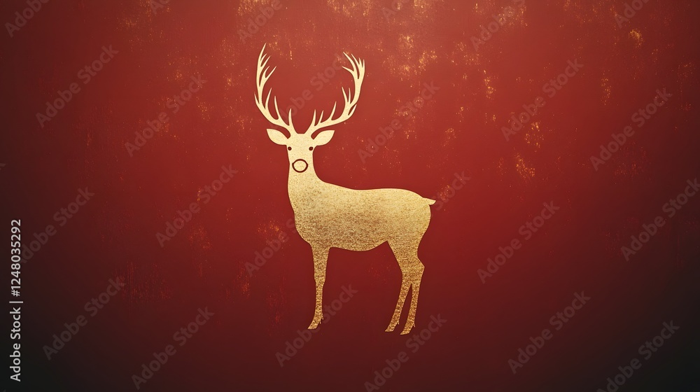 Fototapeta premium Red Deer Silhouette Minimal Graphic Design Nature Winter Holiday Icon