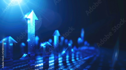 Wallpaper Mural Digital futuristic business growth up arrows on blue background. Generated AI image Torontodigital.ca