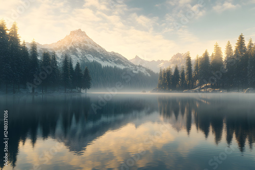 sunrise over the lake