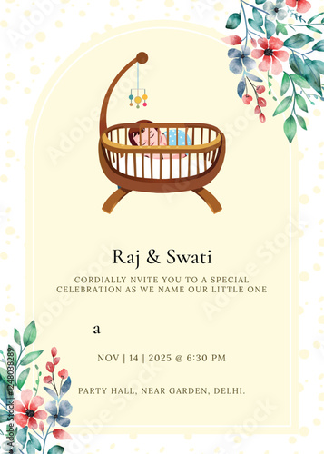 naming and cradle ceremony traditional design invitation template