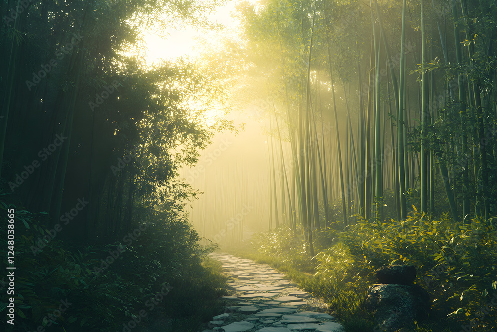 Naklejka premium morning bamboo forest