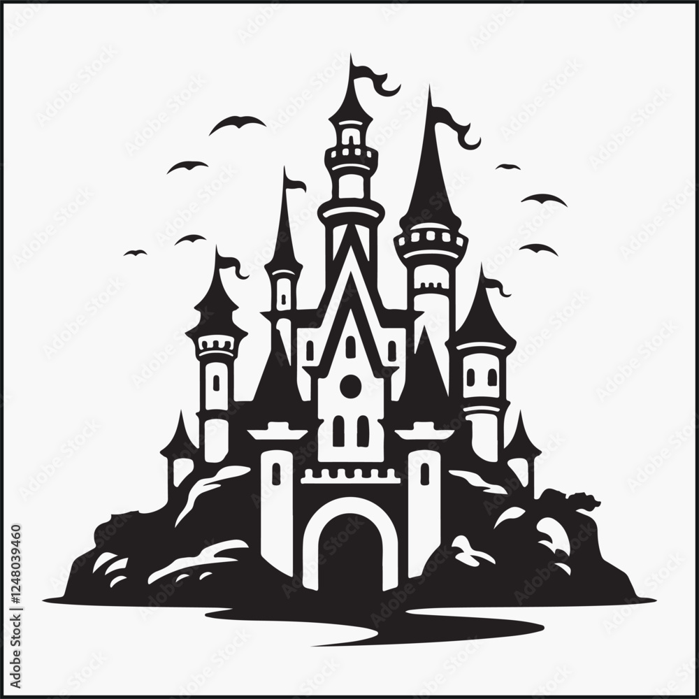 Castle ,tower silhouette, palace Castle ,tower silhouette, palace